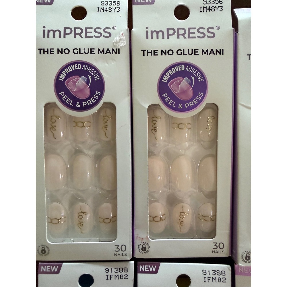 Kiss imPRESS Press On Nails Lot 10 Packs French Tip Heart Floral No Glue Mani - Picture 4 of 7
